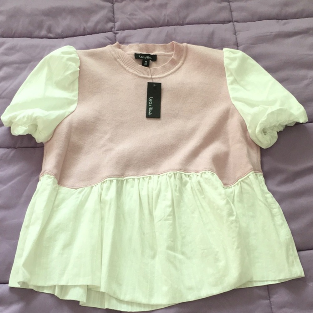 Womens Pink and White Top